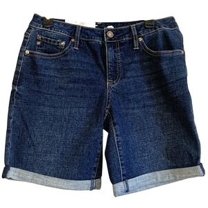 Seven7 Denim Bermuda Shorts Womens 4 Dark Wash Cuffed Relaxed NWT